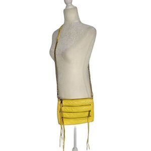 REBECCA MINKOFF purse yellow leather mini 5 zip crossbody